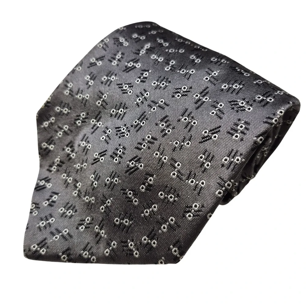 Polo‎ University Ralph Lauren Tie Mens Gray Silk Geometric Classic Ivy Heritage